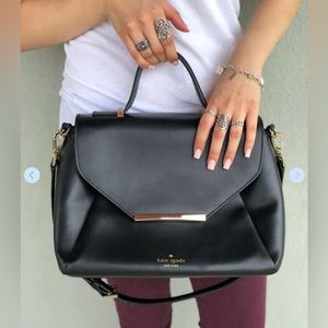 Kate Spade "Camden Way Palermo" Black Leather Satchel/Crossbody Bag